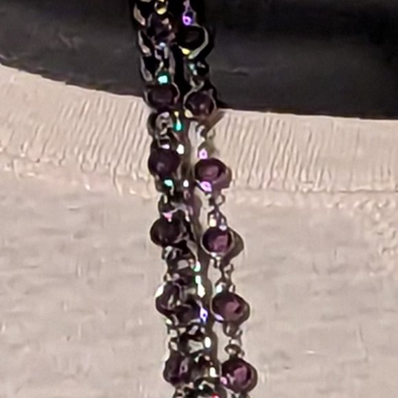 Simply Vera Wang Gun Metal with Purple Accents 3-Layer Necklace NWT - Picture 4 of 9